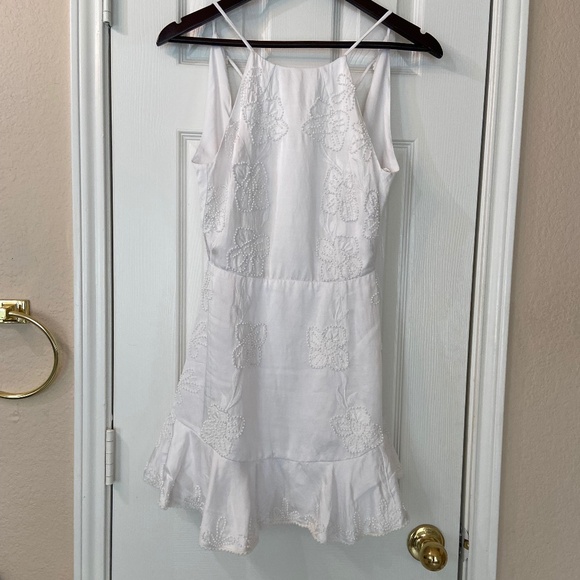 KARINA GRIMALDI White Backless Pope Mini Dress Floral Beading Zipper In The Back - Picture 1 of 14